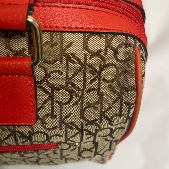 Calvin Klein Tan Monogram Bag with Red Trim - Picture 5 of 13